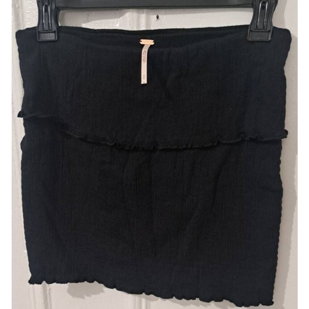 Free People Womens Small black mini skirt folded waist stretch